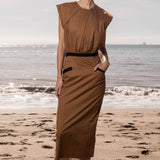 KATE DRESS - TAN POPPLIN - Heidi Merrick