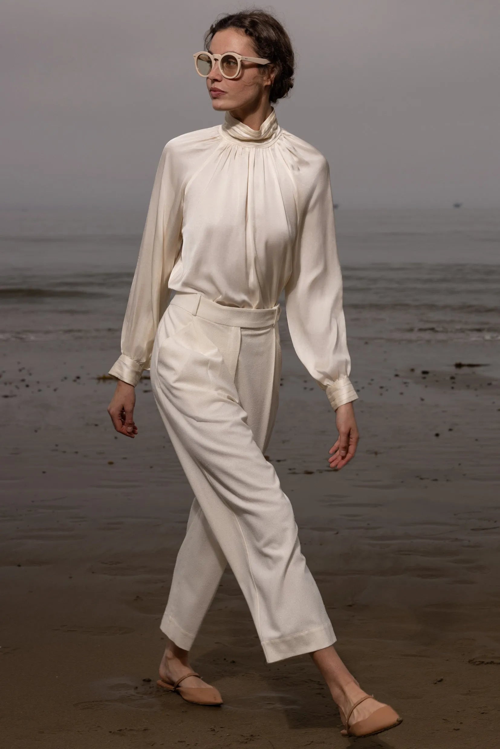 Baptise Pant - Ivory Silk Noil - Heidi Merrick