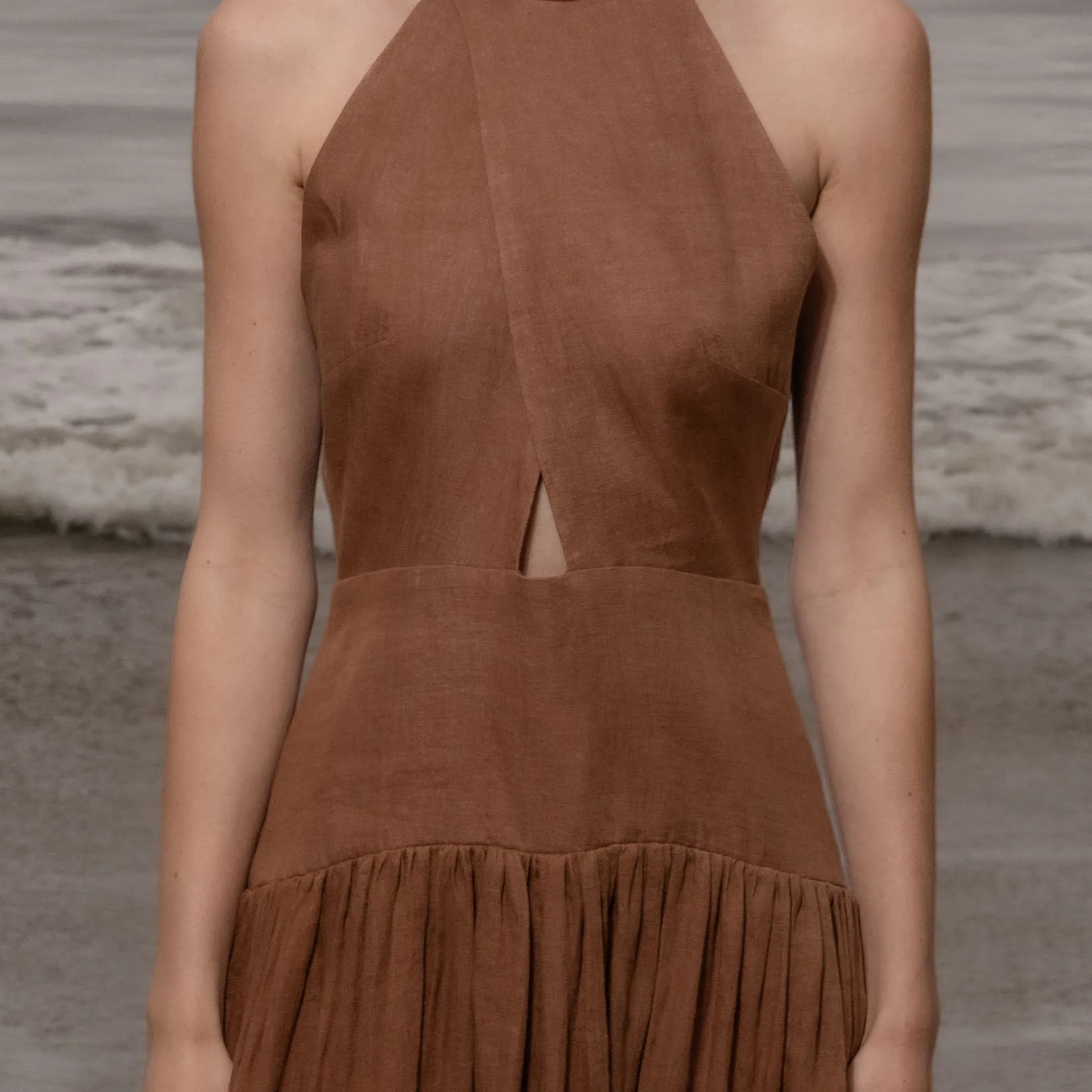 Ava Dress - Clay Tissue Linen - Heidi Merrick