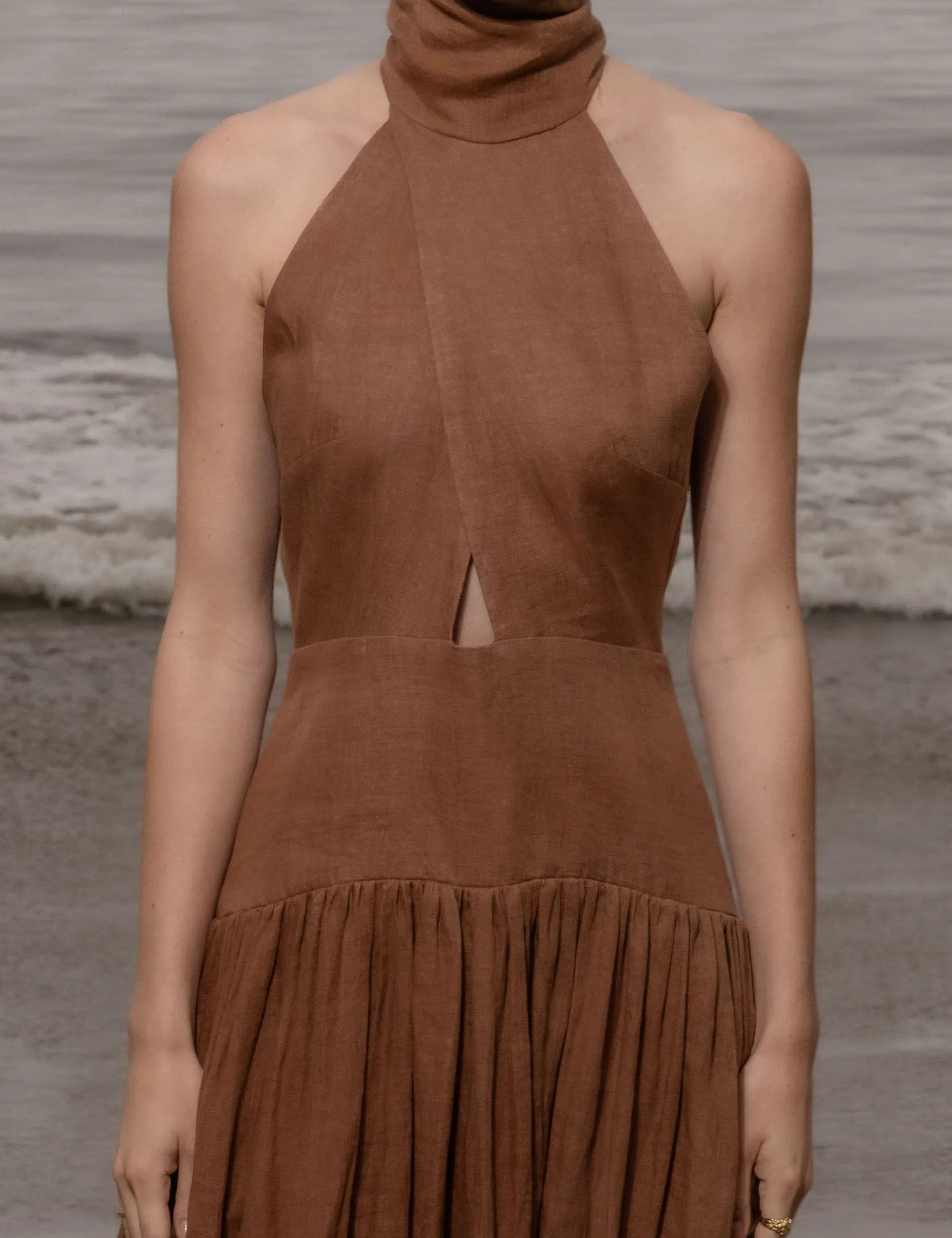 Ava Dress - Clay Tissue Linen - Heidi Merrick
