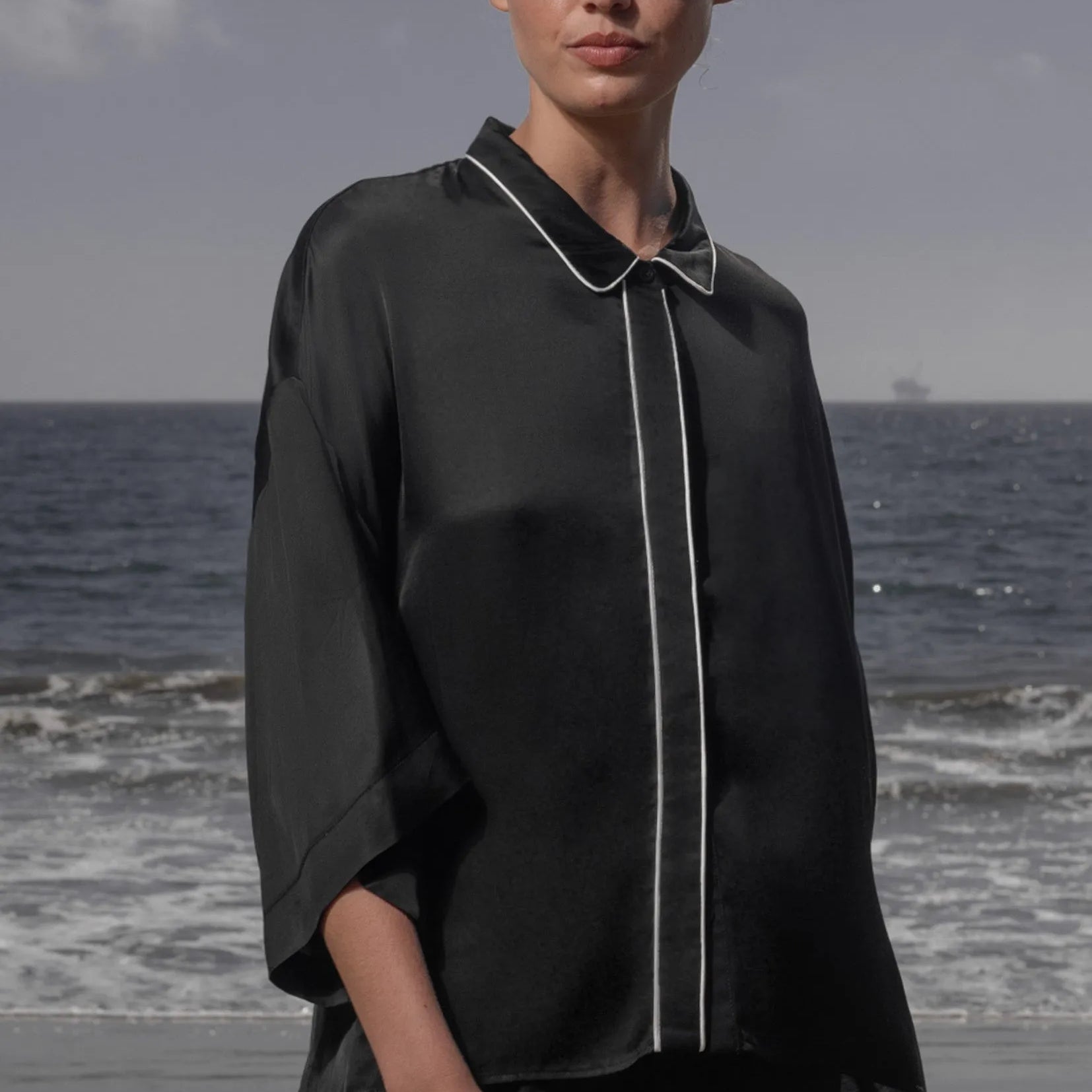 Evening Out PJ Top - Noir - Heidi Merrick