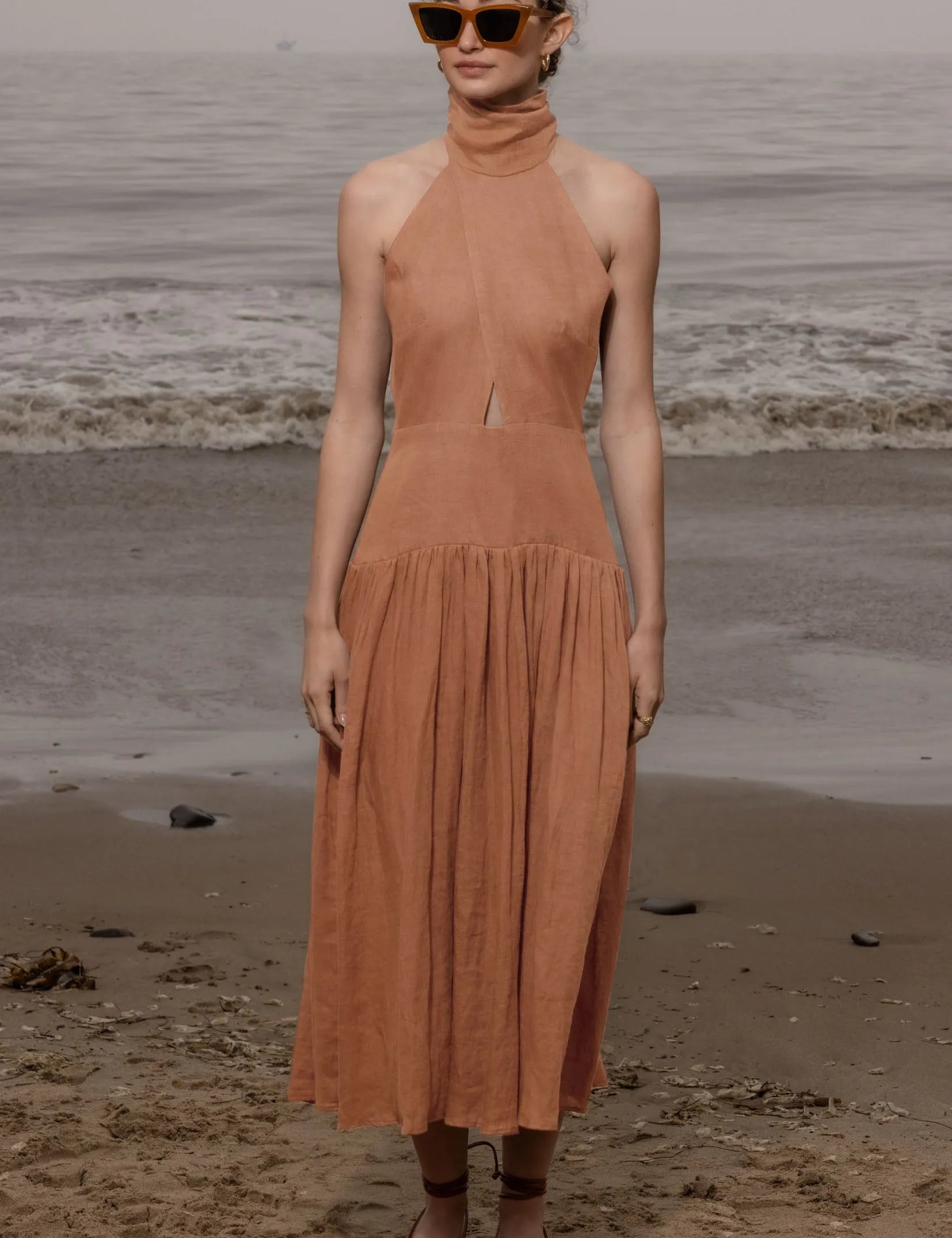 Ava Dress - Sunrise Tissue Linen - Heidi Merrick