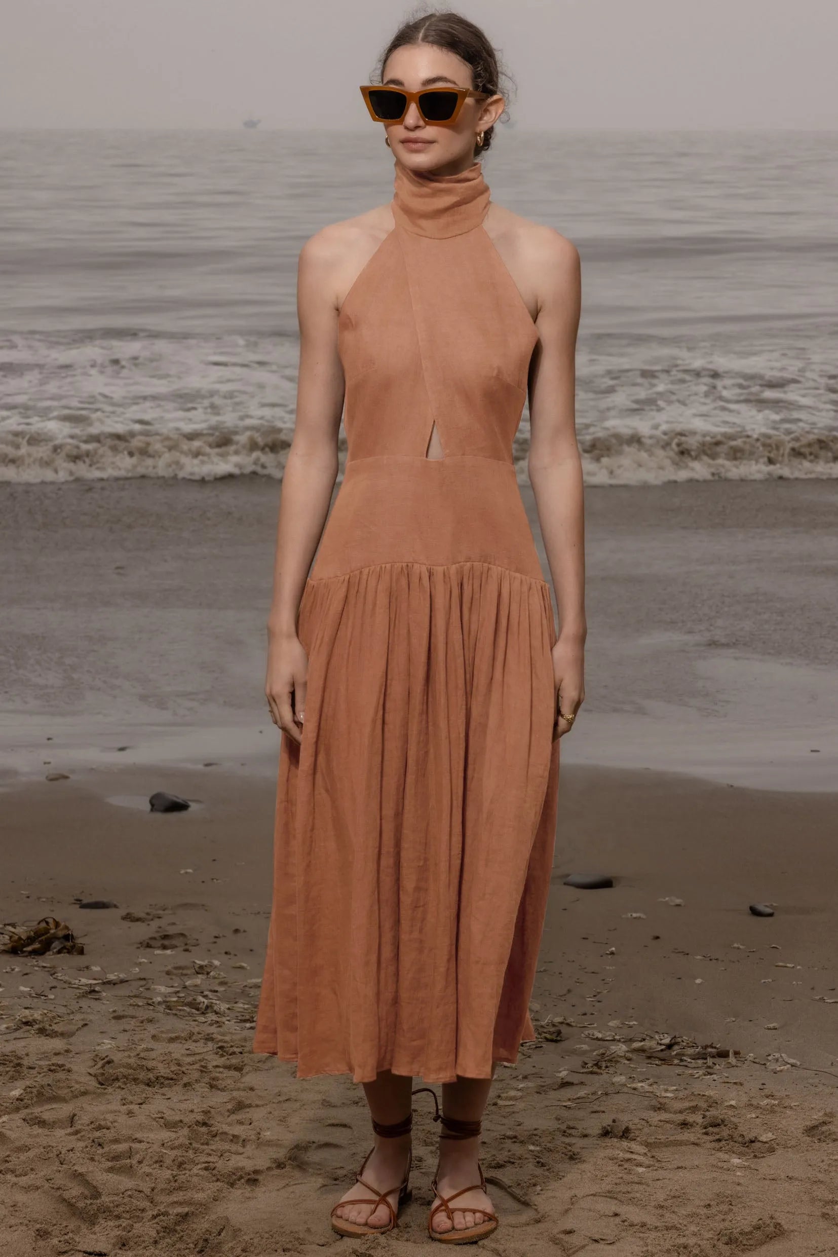 Ava Dress - Sunrise Tissue Linen - Heidi Merrick