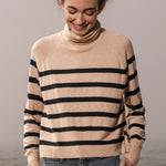 MARITIME TURTLENECK - SAND STRIPE - Heidi Merrick