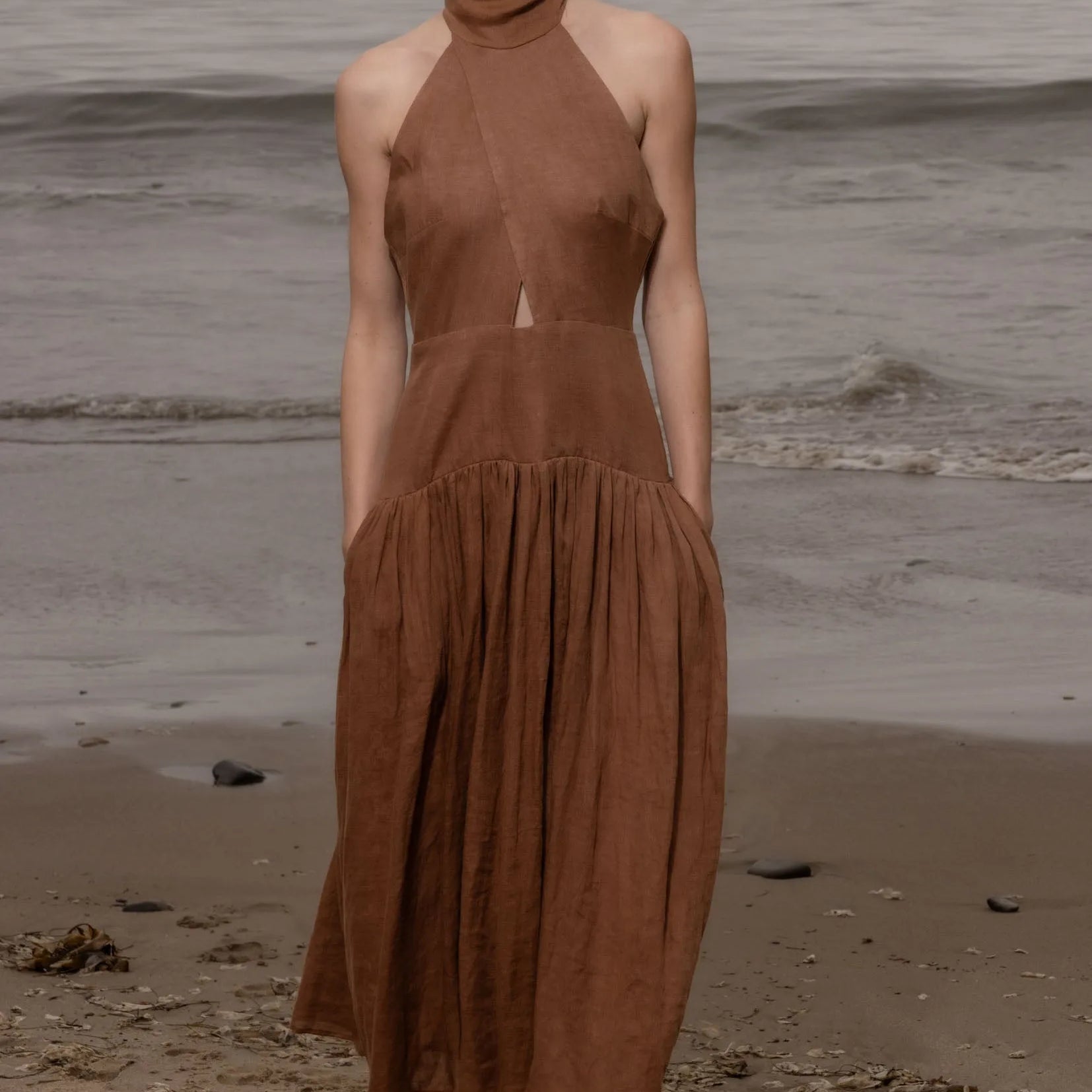 Ava Dress - Clay Tissue Linen - Heidi Merrick