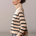 MARITIME TURTLENECK - SAND STRIPE - Heidi Merrick