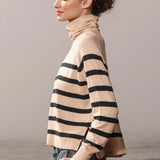 MARITIME TURTLENECK - SAND STRIPE - Heidi Merrick