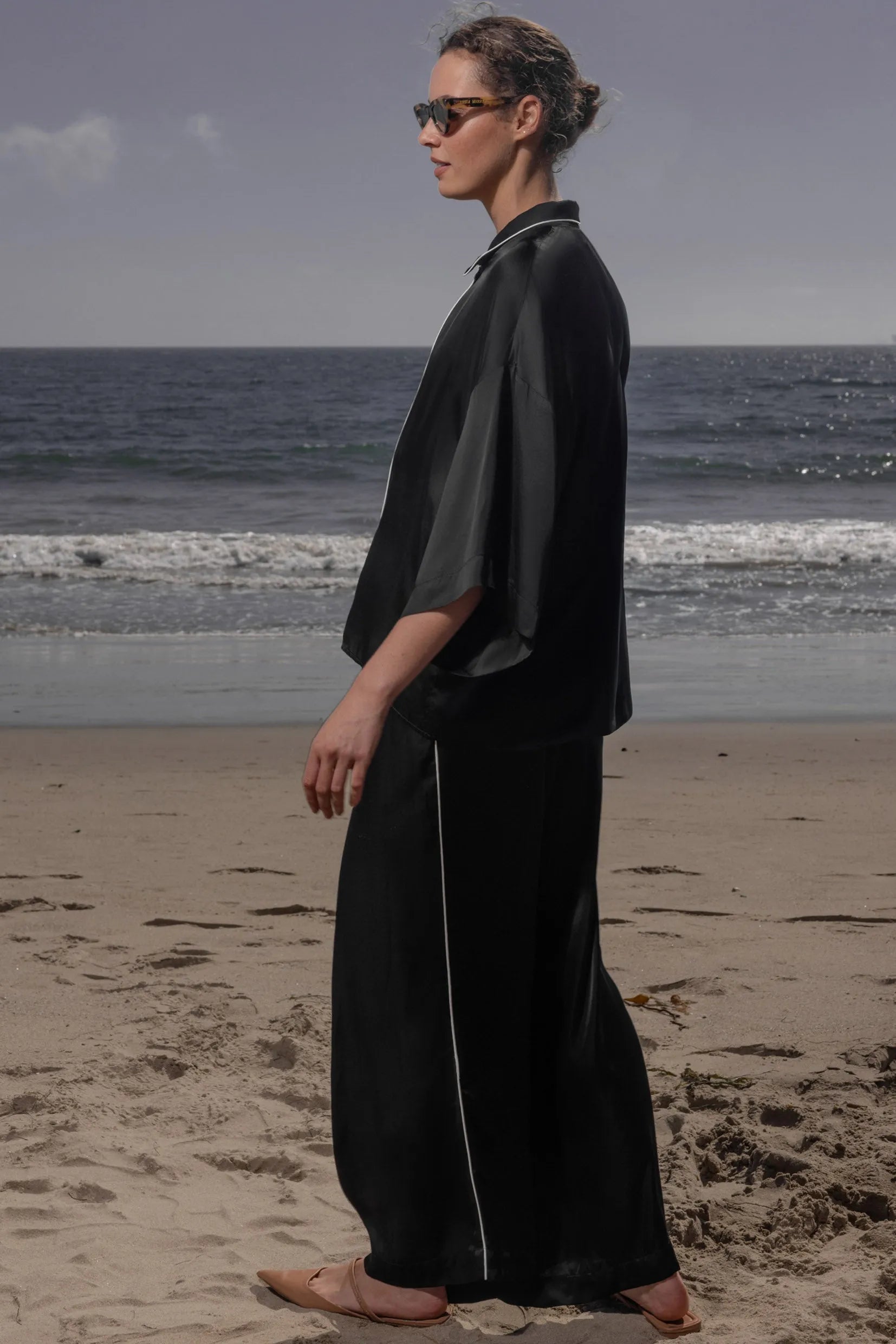 Evening Out PJ Top - Noir - Heidi Merrick