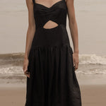 Calvi Dress - Black Linen - Heidi Merrick