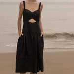 Calvi Dress - Black Linen - Heidi Merrick