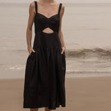 Calvi Dress - Black Linen - Heidi Merrick