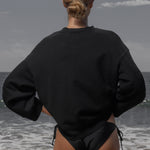 Barrel Sleeve SRF LA Crewneck - Antique Cream on Black - Heidi Merrick