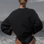 Barrel Sleeve SRF LA Crewneck - Antique Cream on Black - Heidi Merrick