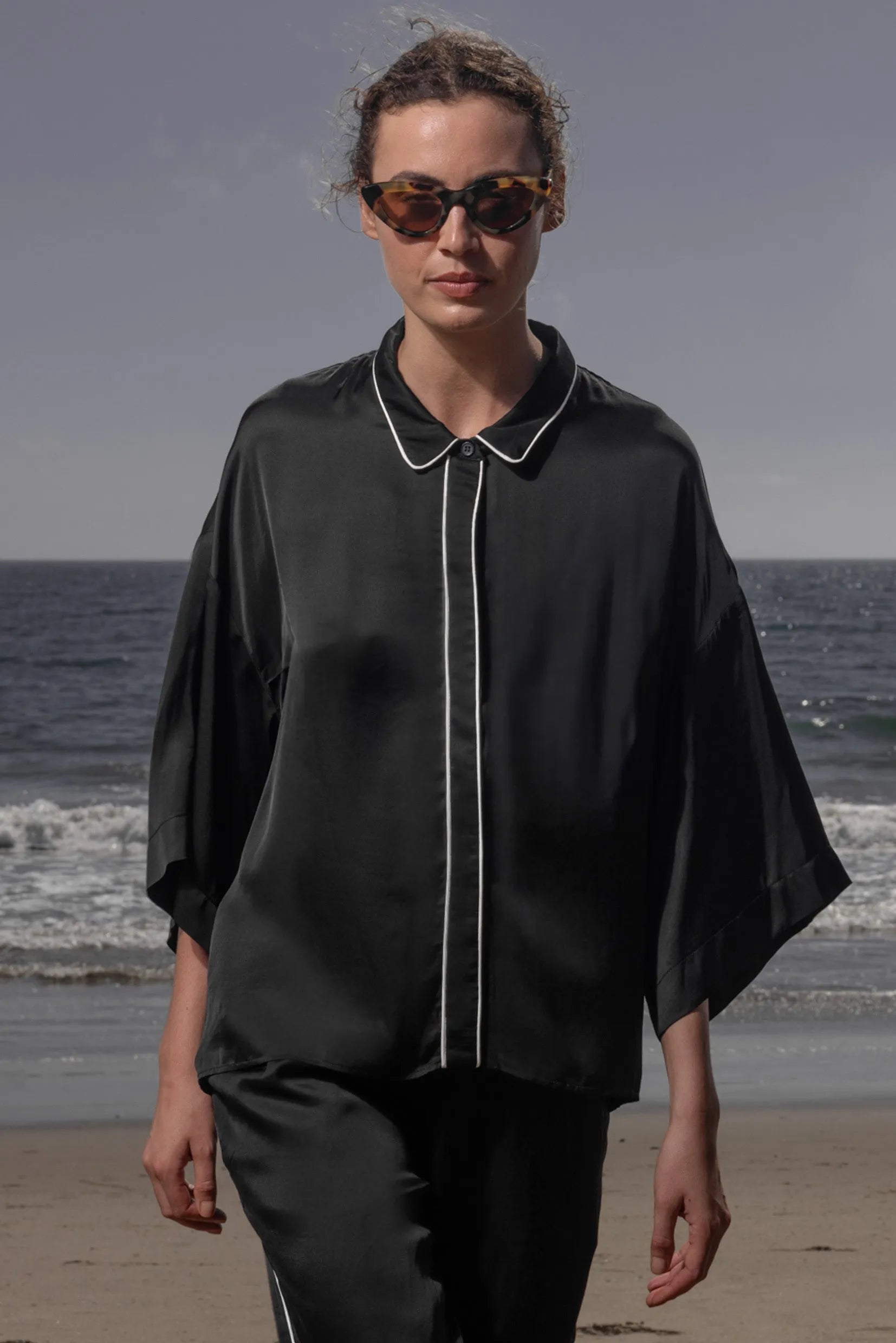 Evening Out PJ Top - Noir - Heidi Merrick