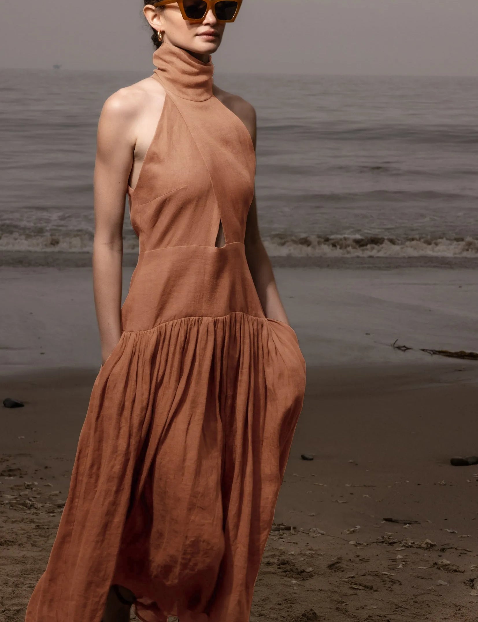 Ava Dress - Sunrise Tissue Linen - Heidi Merrick