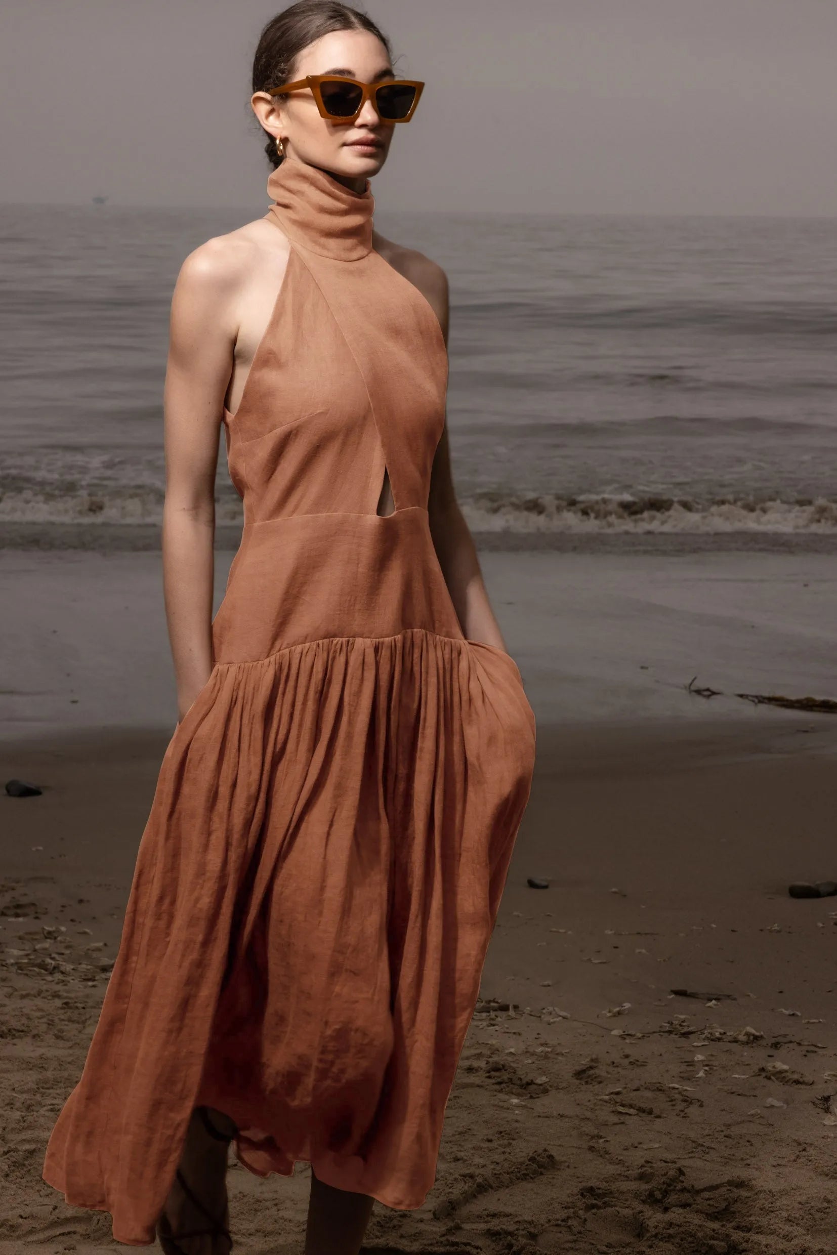 Ava Dress - Sunrise Tissue Linen - Heidi Merrick