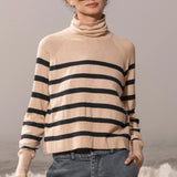 MARITIME TURTLENECK - SAND STRIPE - Heidi Merrick