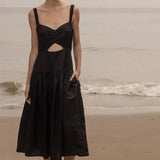 Calvi Dress - Black Linen - Heidi Merrick