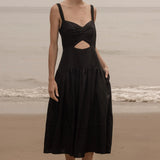 Calvi Dress - Black Linen - Heidi Merrick