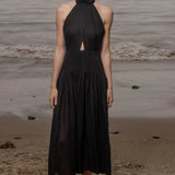 Ava Dress - Noir Tissue Linen - Heidi Merrick