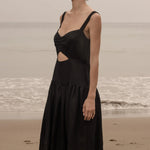 Calvi Dress - Black Linen - Heidi Merrick