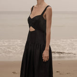Calvi Dress - Black Linen - Heidi Merrick