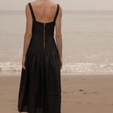 Calvi Dress - Black Linen - Heidi Merrick