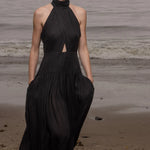 Ava Dress - Noir Tissue Linen - Heidi Merrick