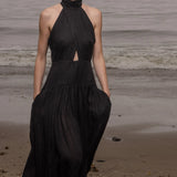 Ava Dress - Noir Tissue Linen - Heidi Merrick