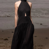 Ava Dress - Noir Tissue Linen - Heidi Merrick