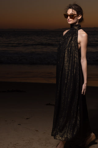 Circe Dress - Black Silk Lurex