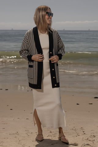 Fanny Cardigan - Ivory Houndstooth