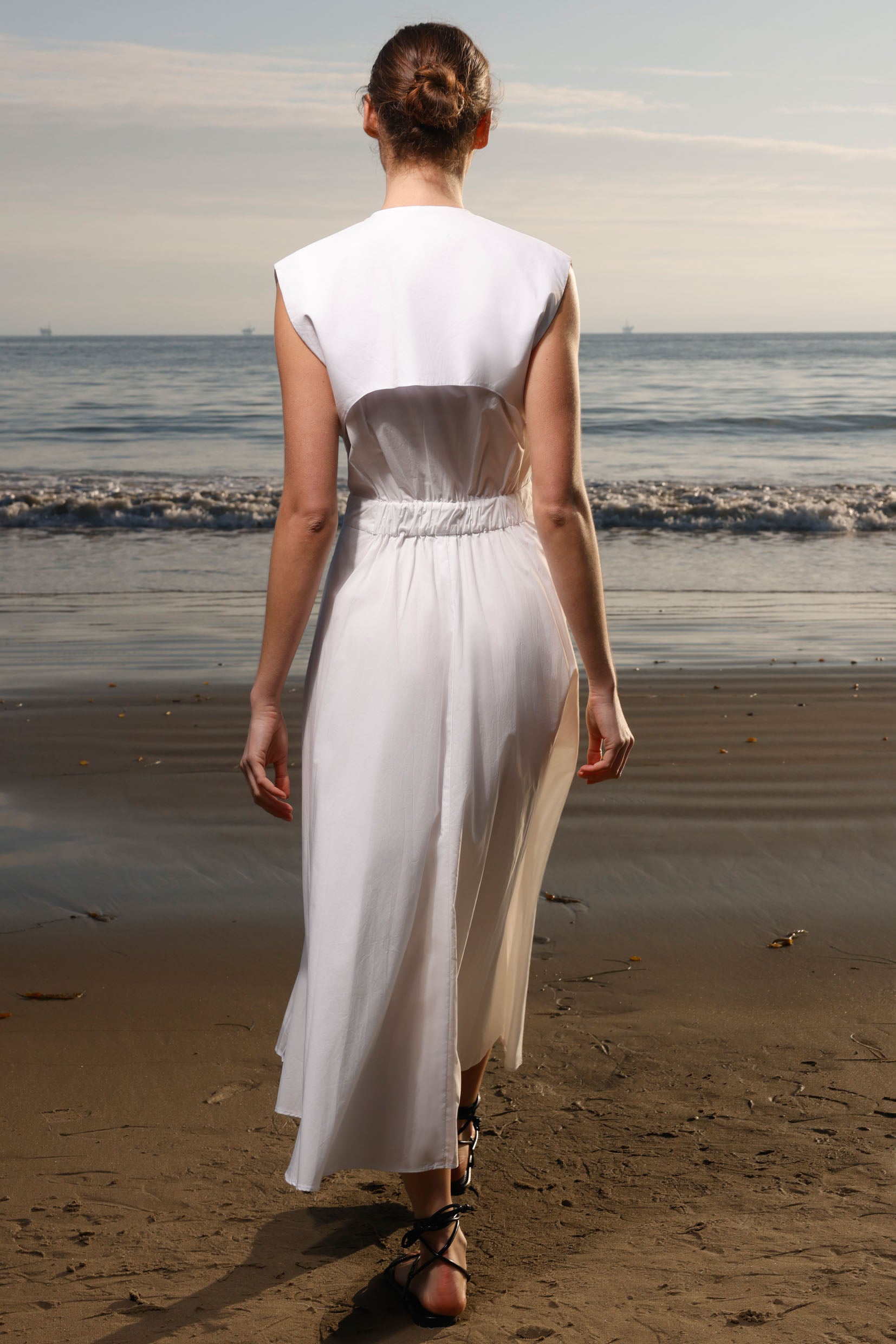 Tasya Dress - White Shirting - Heidi Merrick
