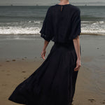 Marbella Skirt - Noir Tissue Linen - Heidi Merrick