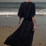 Marbella Skirt - Noir Tissue Linen - Heidi Merrick