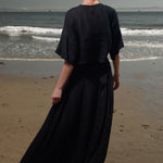 Marbella Skirt - Noir Tissue Linen - Heidi Merrick