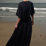 Marbella Skirt - Noir Tissue Linen - Heidi Merrick