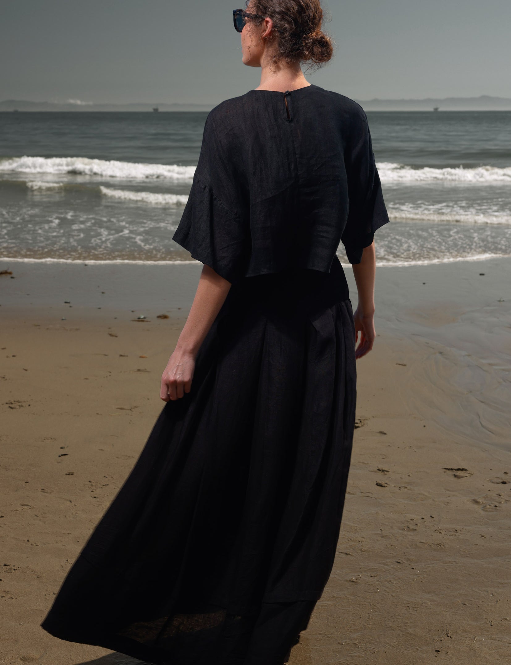 Mojave Top - Noir Tissue Linen - Heidi Merrick