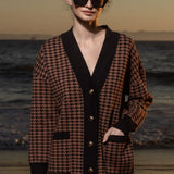 Fanny Cardigan - Chocolate Houndstooth - Heidi Merrick