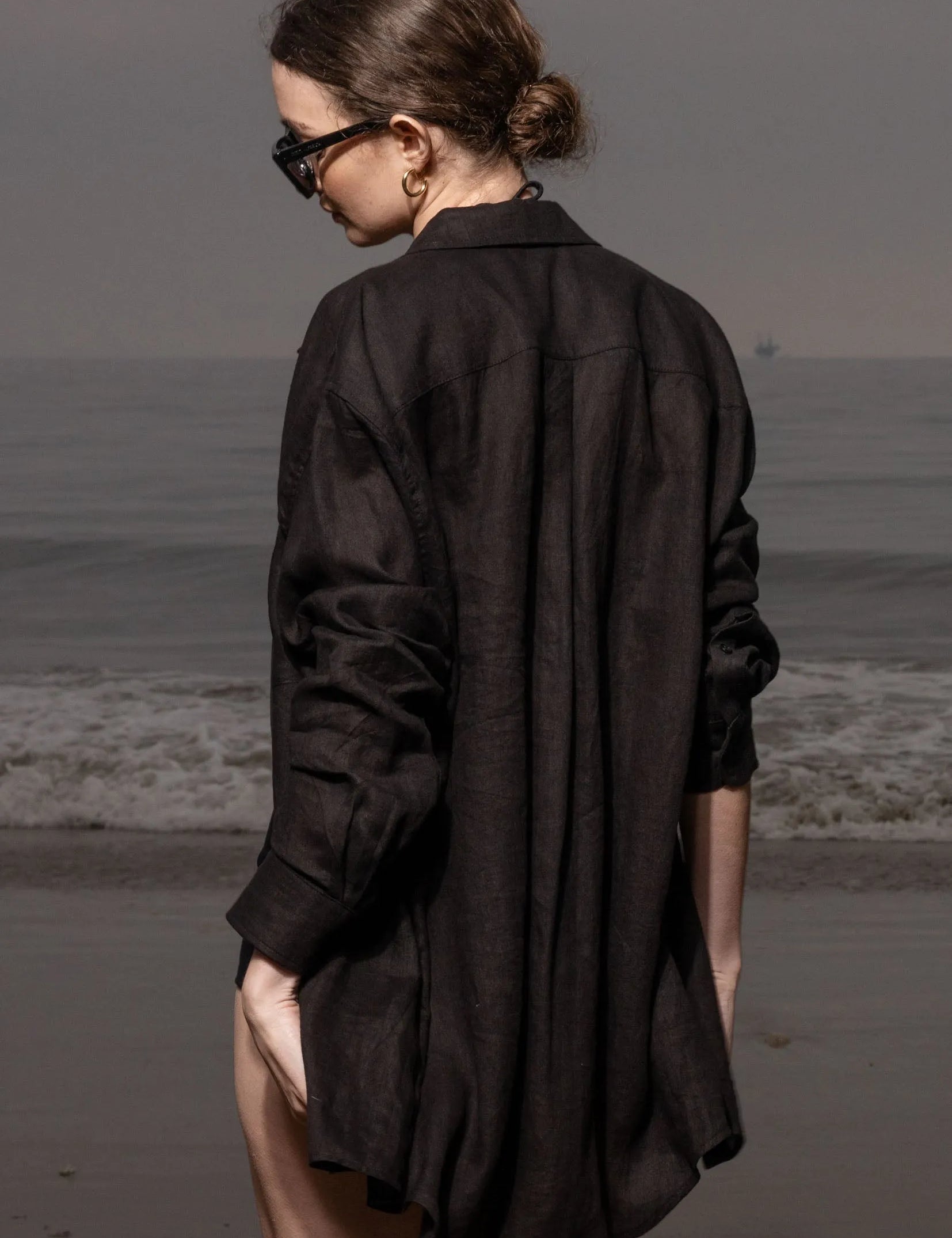 JJ Shirt - Noir Tissue Linen - Heidi Merrick