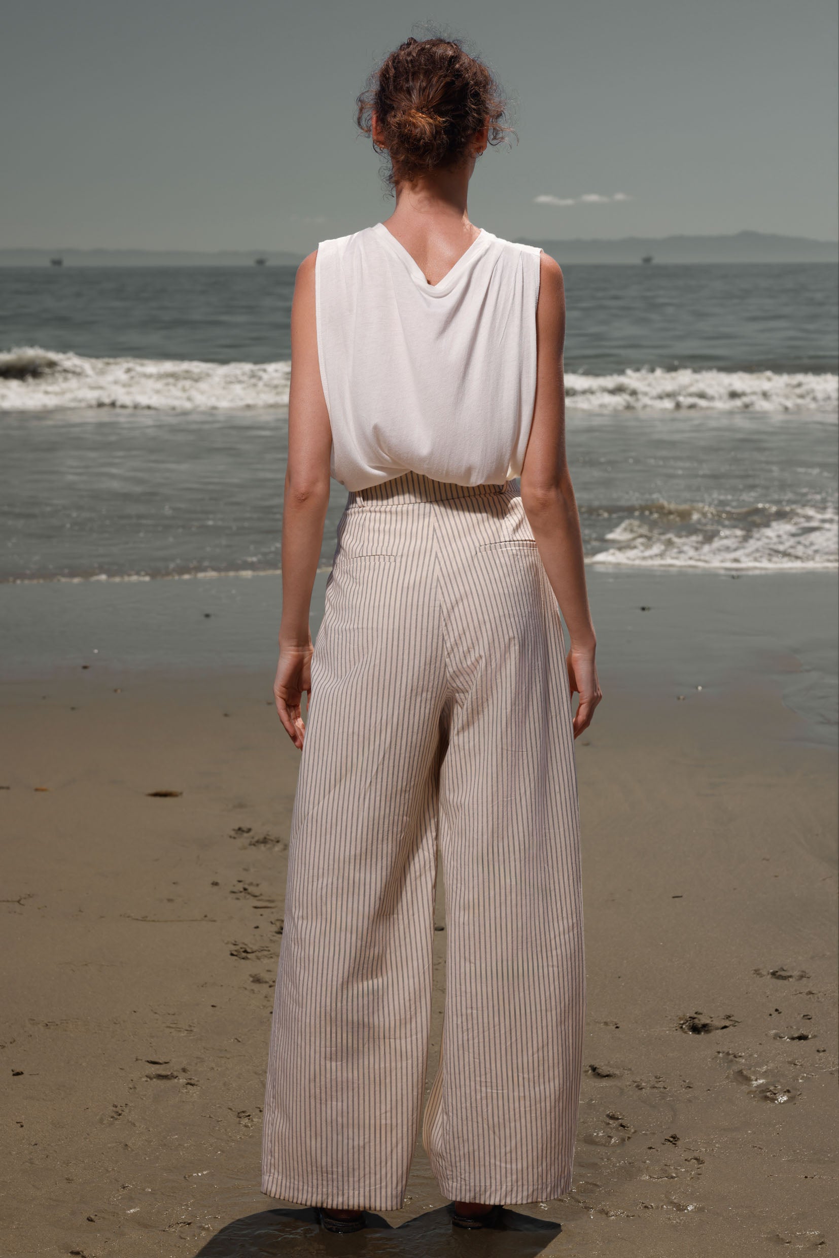 Chaplin Pant - Cream Ticking Stripe - Heidi Merrick