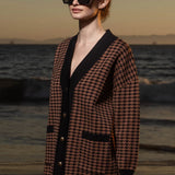 Fanny Cardigan - Chocolate Houndstooth - Heidi Merrick