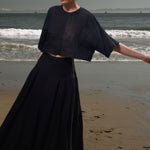 Marbella Skirt - Noir Tissue Linen - Heidi Merrick