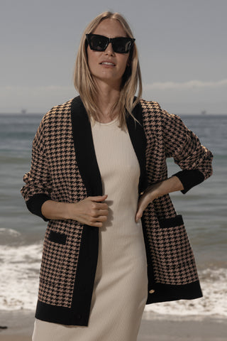 Fanny Cardigan - Chocolate Houndstooth