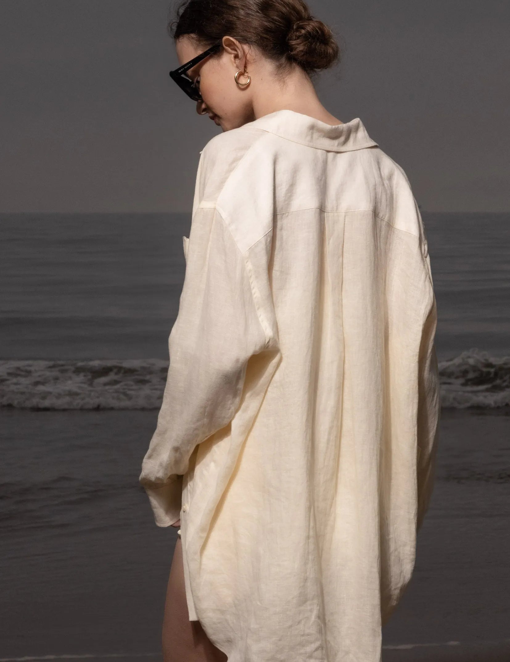 JJ Shirt - Ivory Tissue Linen - Heidi Merrick