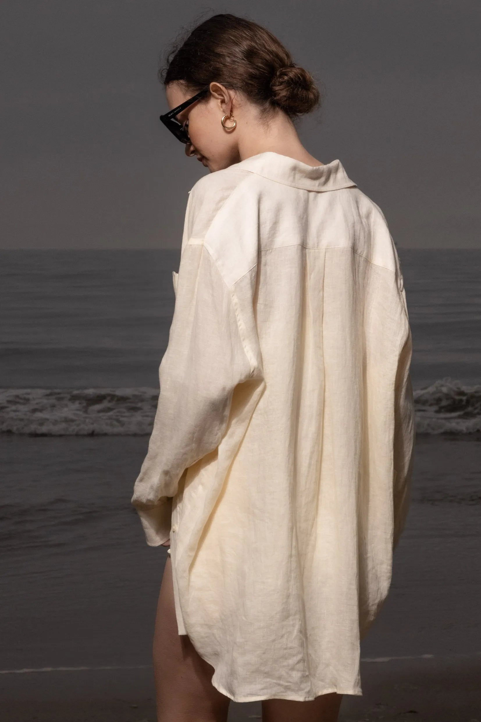 JJ Shirt - Ivory Tissue Linen - Heidi Merrick