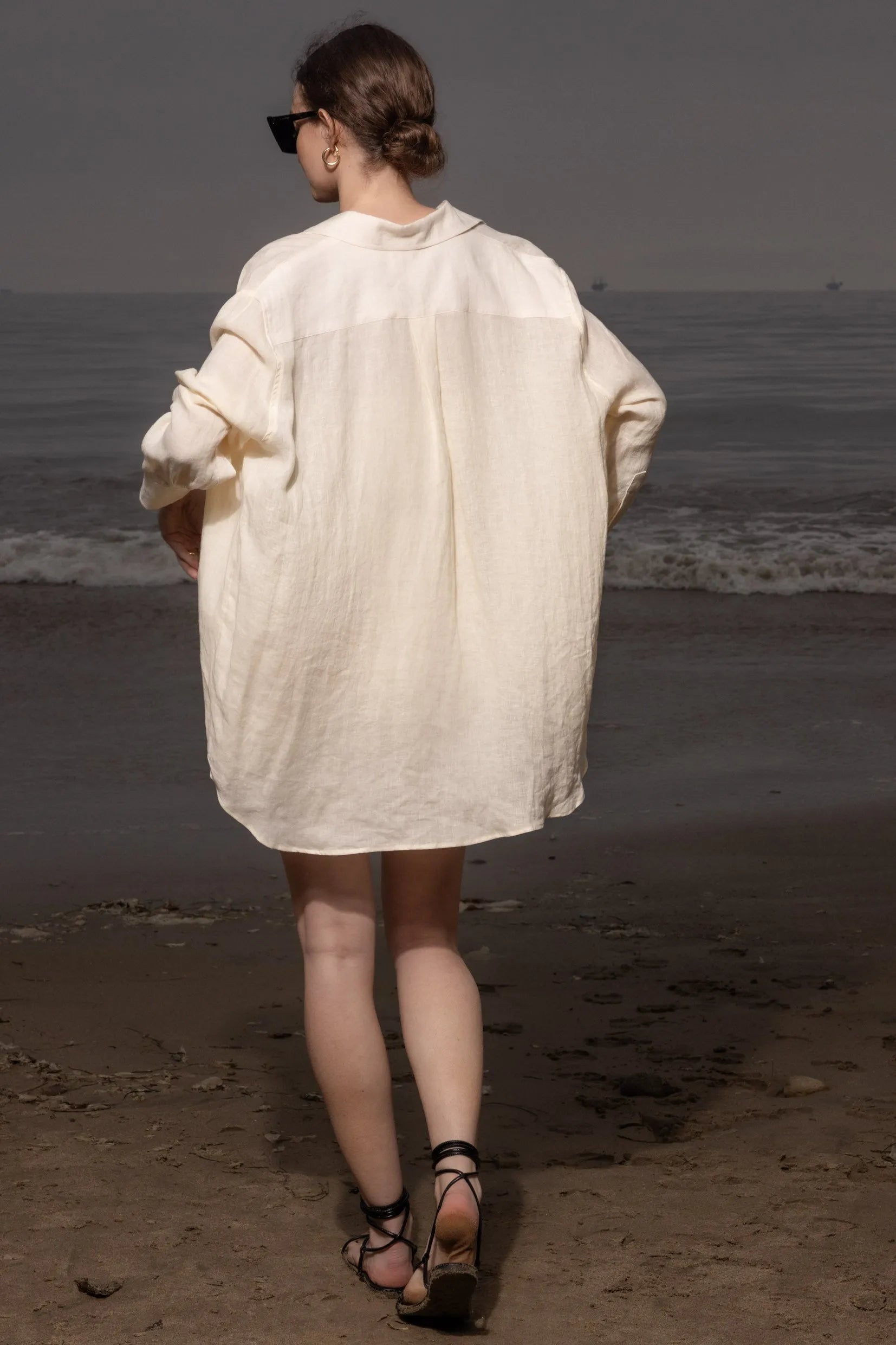 JJ Shirt - Ivory Tissue Linen - Heidi Merrick