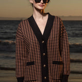 Fanny Cardigan - Chocolate Houndstooth - Heidi Merrick