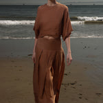 Marbella Skirt - Sable Tissue Linen - Heidi Merrick
