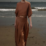 Marbella Skirt - Sable Tissue Linen - Heidi Merrick